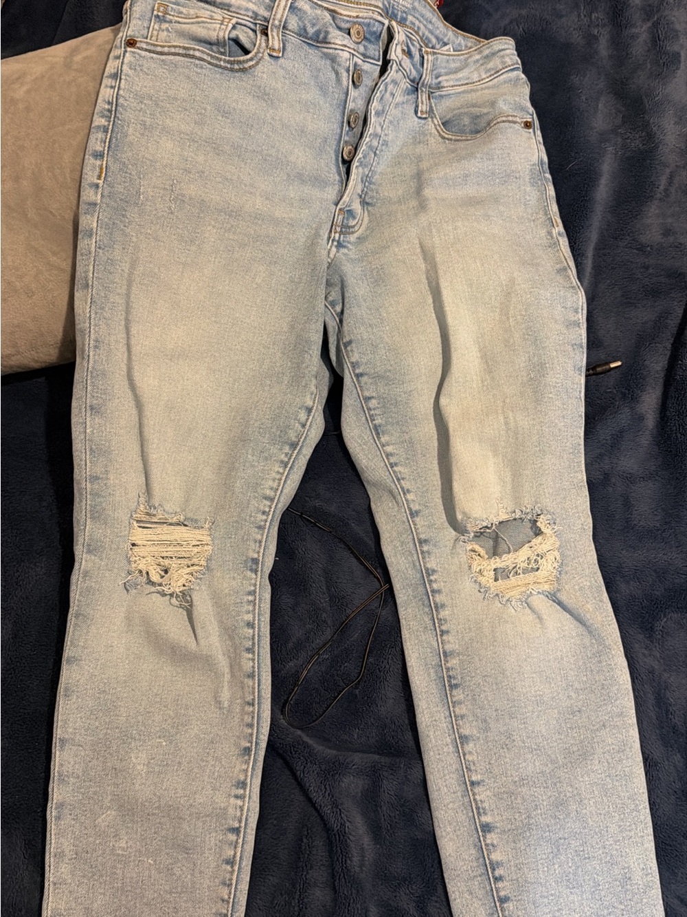 Old Navy Light Wash Ripped Straight Leg Jeans